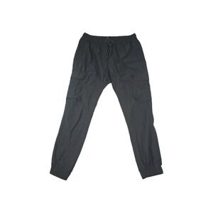 Fried Denim Pants Men's Large Black Stretch Cargo Pockets Flat‎ Front Drawstring